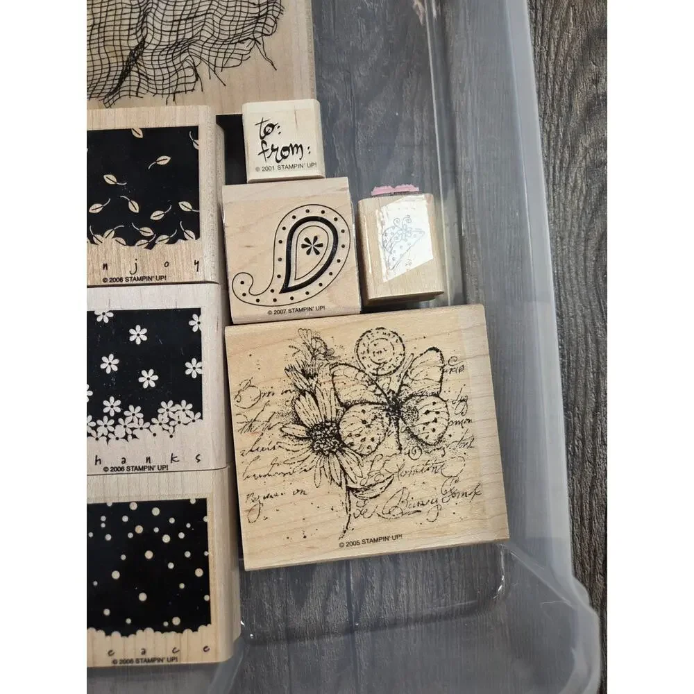 Stampin' Up Wood Block Rubber Ink Stamps Huge NEW Lot Set